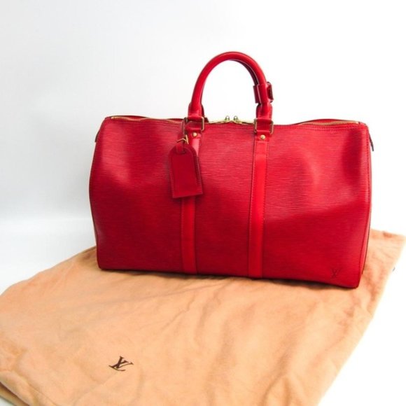 LOUIS VUITTON Red Epi Keepall 55 Boston Bag - Picture 9 of 10